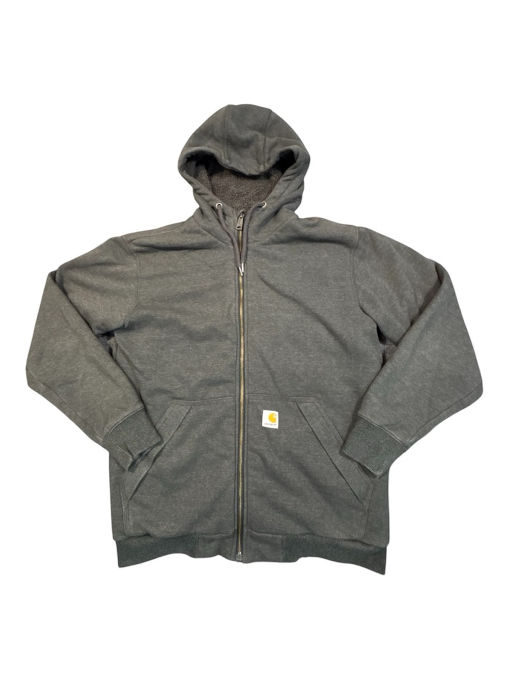 Carhartt Hoodie Mens M Gray Full Zip Sherpa Lined Rain Defender Workwear 103308